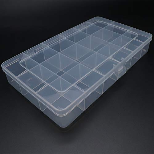 Xiaoyztan 18-Grid Clear Plastic Organizer for Jewelry Beads 2Pcs | 18-grid clear organizer for jewelry, beads, tackle, and small parts - size: 8.0x4.7x1.3 in