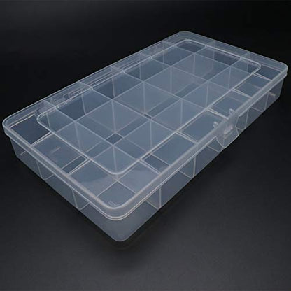 Xiaoyztan 18-Grid Clear Plastic Organizer for Jewelry Beads 2Pcs | 18-grid clear organizer for jewelry, beads, tackle, and small parts - size: 8.0x4.7x1.3 in