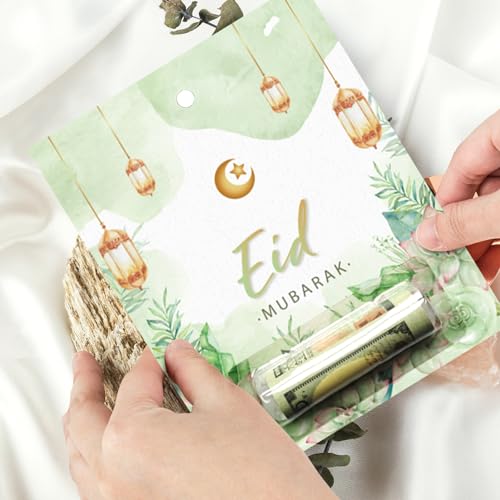 24 Pcs Eid Mubarak Money Holder Cards for Cash Gift, Eid Greeting Cards Money Holder Decoration Ornaments with Cover for Muslim Party Supplies