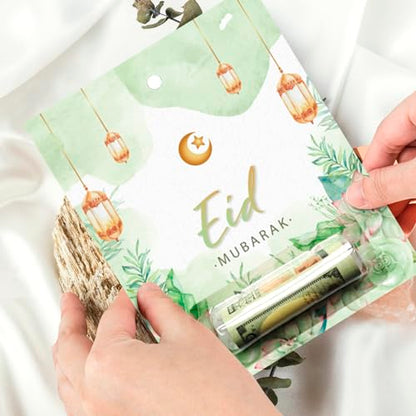 24 Pcs Eid Mubarak Money Holder Cards for Cash Gift, Eid Greeting Cards Money Holder Decoration Ornaments with Cover for Muslim Party Supplies