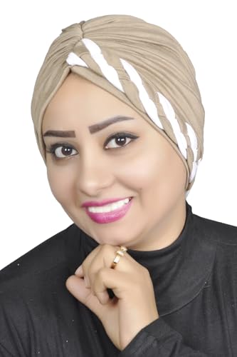 AL AMIRA Stretch Turban Headwrap for Women – Soft Hijab Cap - color: Brown