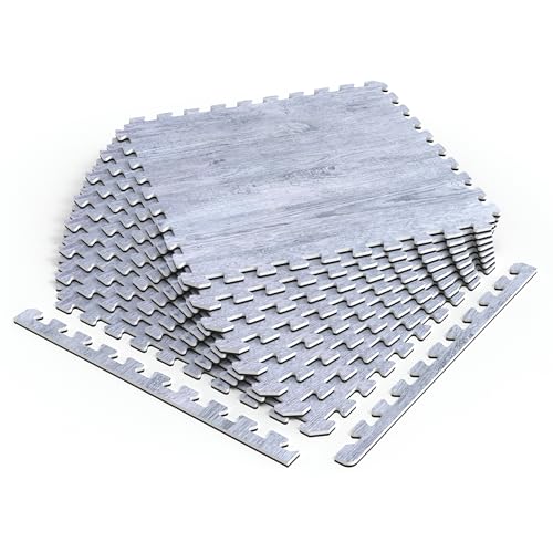 Décor by NÖRSK Reversible Interlocking Faux Wood Foam Floor Tiles, 24 X 24 X .47", 8-Pack, 32 Square Feet, Stone Gray/Black - color: Stone Gray/Black, size: 8 Tiles - 32 Sq. Ft.