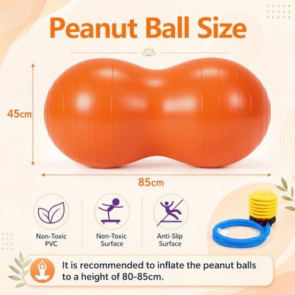 2 Pcs Peanut Ball and Wobble Cushion with Pump Set | Sensory Balance Disc Wiggle Seat for Adults, Flexible Seating for Exercise Physical, Child Training, Yoga - color: Blue