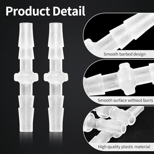 5-Pack 1/8" Barbed Fitting, Universal | Plastic Barbed fitting; for air, water, fuel lines; fits aquarium, water pump, irrigation systems - size: 1/8