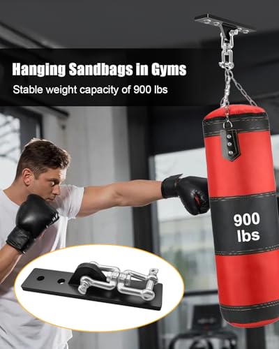Ceiling Mounted Swing Hooks Rotate 360 Degrees, Heavy Bag Hanger for Punching Bags, Stainless Steel Swing Hangers for Gym Aerial Yoga Swing Chairs and Hammocks - style: Heavy Bag Hanger