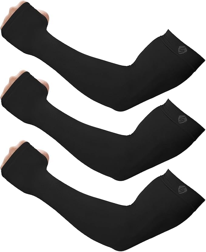 Arm Sleeves for Men Women UV Sun Protection Compression Arm Warmer Tattoo Cover Up, Sports Golf Cooling Sleeves - color: 3 Pairs_black 2025