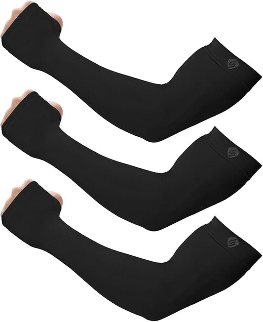Arm Sleeves for Men Women UV Sun Protection Compression Arm Warmer Tattoo Cover Up, Sports Golf Cooling Sleeves - color: 3 Pairs_black 2025