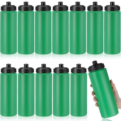 LemonRoad 12 Pack Squeeze Water Bottles Reusable 20 oz Plastic Sports Water Bottle with Pull Top Lid, Bike Cycling Gym Sport, Dishwasher Safe(Green) - color: Green