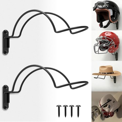 2 Pcs Wall Mounted Helmet Rack Storage Display Rack Hanger, Motorcycle Helmet Holder for Equestrian/Baseball/Iron Man/Scout Trooper/HockeyHelmet（No Helmet） - size: 2 PCS