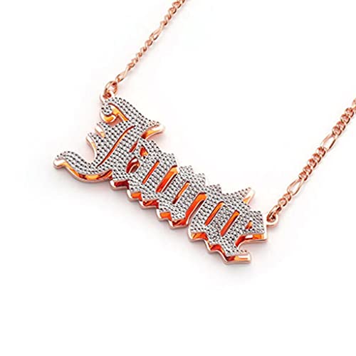 Custom Name Necklace Double Plated Name Necklace Personalized Name Plate Necklaces Name Necklaces for Women 18k Gold Plated Nameplate Pendant - color: Style 16
