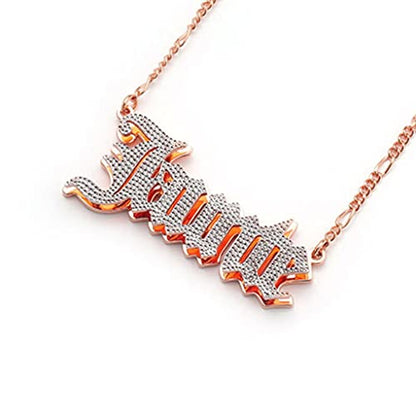 Custom Name Necklace Double Plated Name Necklace Personalized Name Plate Necklaces Name Necklaces for Women 18k Gold Plated Nameplate Pendant - color: Style 16