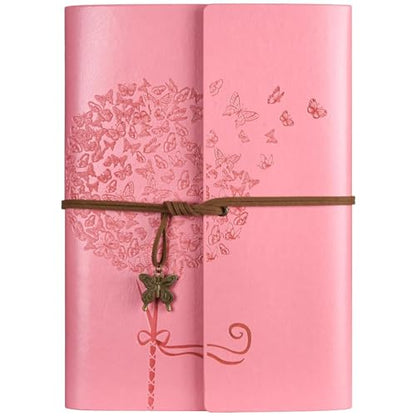 OMEYA Leather Journal Notebook, Refillable Writing Journal Diary Planner, Gifts For Women,Men, Girls, Sister, Friends (Pink, A5-9.3''×6.3'') - color: Pink, size: A5-9.3''×6.3''