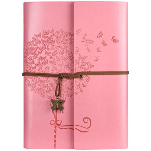 OMEYA Leather Journal Notebook, Refillable Writing Journal Diary Planner, Gifts For Women,Men, Girls, Sister, Friends (Pink, A5-9.3''×6.3'') - color: Pink, size: A5-9.3''×6.3''