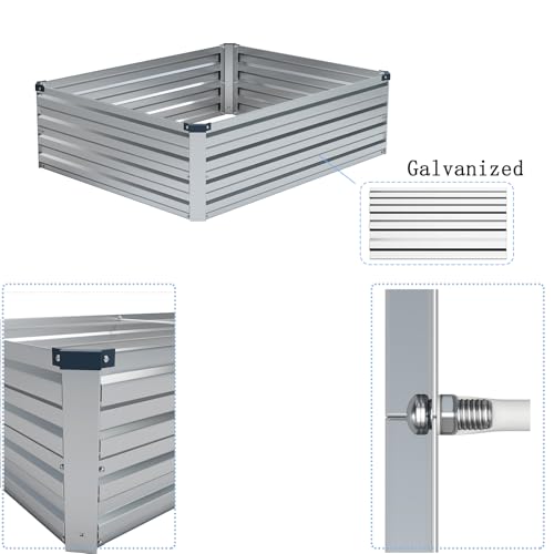 4×3×1FT(2PCS) Galvanized Raised Garden Bed Kit Metal Planter Boxes,Large Raised Garden Bed for Planting Vegetables,Flowers,Herbs -Silver - color: Silver, size: 4×3×1FT(2PCS)