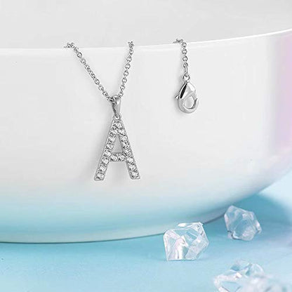 Tarsus Initial Cubic Zirconia Necklace Jewelry Gifts for Women Adjustable Chain 18" + 2" - style: Silver-A-Diamond style