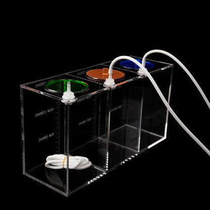 Aquarium Choice dosing Container dosing Liquid Container Storage Bucket Dosing Pump Reservoir Container with Three Separate Storage Rooms - size: 12.5*4.25*6.5 Inch;4500ml(Red Blue Green)