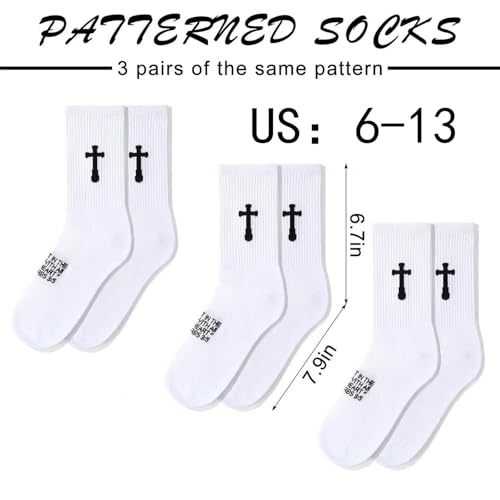 3 Pairs Christian socks Prayer socks Birthday Gifts for Dad,Men Husband Grandp Fathers Day Christmas - color: Proverbs 3:5 - White