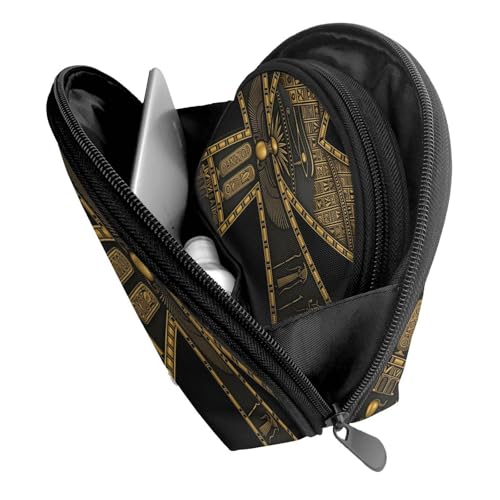 Egyptian Hieroglyphics 2-Piece Shell Makeup Bag Set, Large Capacity Travel Cosmetic Bag For Women With Zipper, Waterproof Polyester Toiletry Organizer Pouch For Purse, Travel, Gym & Daily Use - color: Egyptian Hieroglyphics2