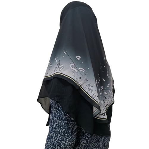 Ready To Wear Instant Hijab For Women Chiffon Hijabs Islamic Abaya Turban Muslim Slip-On Khimar Floral Hijab Scarf - color: Black