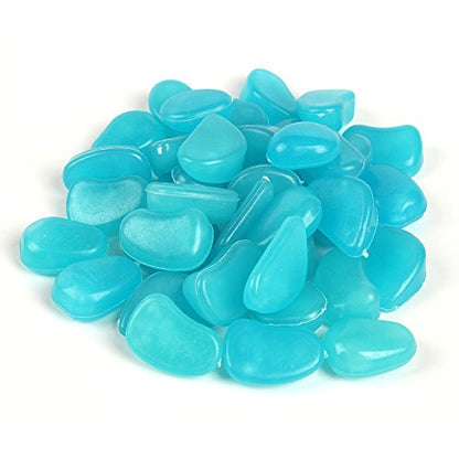 Shiny Stone 120pcs Glow in The Dark Aquarium Pebbles, Blue | Fish Tank Rocks, Glowing Gravel, Luminous Stones, For Aquarium Succulent Garden - color: Blue