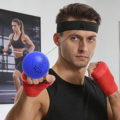 Punching Ball with Headband Adjustable Breathable Soft | Home Boxing Reflex Ball Punching Game for Men Women Adults Beginner Workout Exercise Relief Fitness MMA - color: Blue