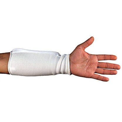 Cloth Forearm Guard Taekwondo, Martial Arts, MMA Forearm Protective Gear Protector for Sparring (Black/White; Child Small to Adult XL) - size: Large, style: White