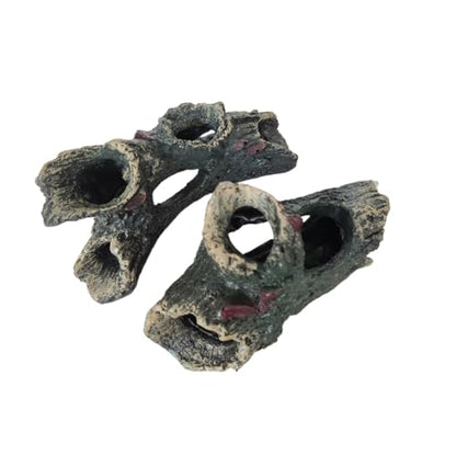Decaying Trunk Aquarium Decoration, Betta Fish Driftwood Ornament, Small Resin Fish Tank Wood Cave Hideout Decor with Holes, Hollow Log Tree Trunk Freshwater Decors (2 Pack)
