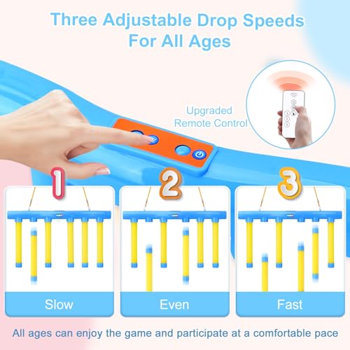 OCES Reflex Stick Game, Reflex Sticks Reaction Training Hand Speed Challenge Game, Upgrade Hand Eye Coordination Training Catching Toy Remote Control 3 Adjustable Speed (Standard) - color: Standard Blue
