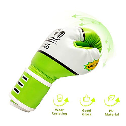 CKE Boxing Gloves for Kids Ages 5-12, Beginner Punch Bag Training Gloves | Youth boxing gloves and kids boxing gloves for boys and girls, ideal for beginner practice, punching drills and training - color: GREEN