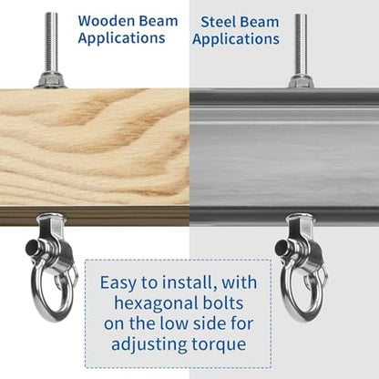 Stainless Steel 304 Swing Hangers with Bearings, Set of 2, Heavy Duty Screw Brackets for Hanging Chairs, Swings, Punching Bag, 1500LB Capacity - style: 2 Pack-Hexagonal