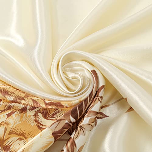 RIIQIICHY Head Scarf for Women Like Silk Satin Scarf for Hair Wrapping at Night Bandana Square Scarf for Sleeping 35 Inch - color: Cream/Gold/Brown/Pink