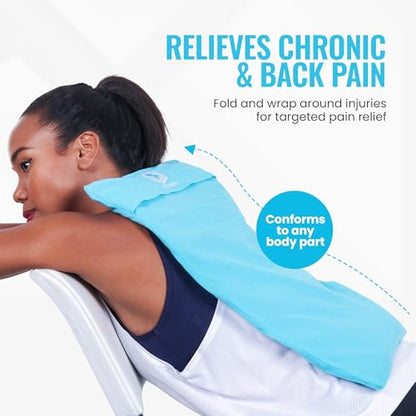 ICEWRAPS Reusable Cold Pack with Fabric Cover - Extra Large 12 x 21 Inch | Flexible Clay Pack, Leak Resistant, Wrap Design for Back, Shoulders and Knees, Stays Cold Up to 45 Minutes - FSA-HSA Eligible - size: 12"x21", style: Ice Pack with Cover
