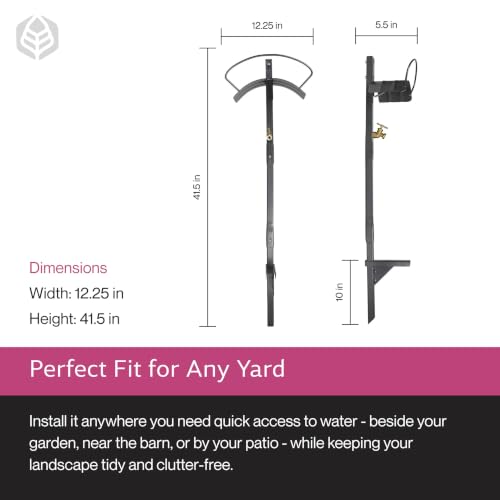 Yard Butler Free-Standing Hose Hanger with Spigot, IHCF-3KDS - Durable Hose Stand for Keeping It Elevated - Convenient Garden Accessory - Rust-Resistant - Anti-Kink Design - Easy Installation | Steel Freestanding Hose Holder for Lawn and Garden, Water Hos