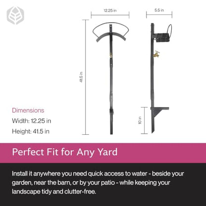 Yard Butler Free-Standing Hose Hanger with Spigot, IHCF-3KDS - Durable Hose Stand for Keeping It Elevated - Convenient Garden Accessory - Rust-Resistant - Anti-Kink Design - Easy Installation | Steel Freestanding Hose Holder for Lawn and Garden, Water Hos