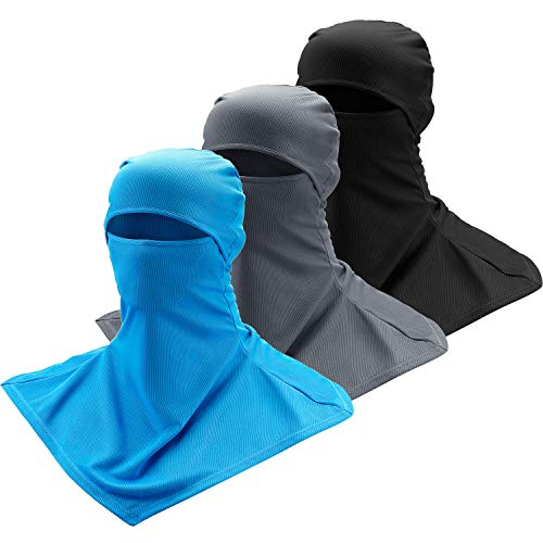 SATINIOR 3 Piece Balaclava Face Cover Sun Protection Neck Cover Summer Balaclava for Men Women Outdoor Sports UV Protector - color: Black, Gray, Blue