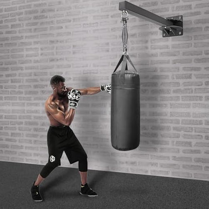 SELEWARE Wall Mount Heavy Bag Hanger Heavy Duty Punching Bag Hanger | 500LB Capacity Adjustable 360° Swivel Heavy Bag Bracket for Home Gym Indoor Outdoor Boxing, Muay Thai and MMA Training - size: A: 24" length (with spring)