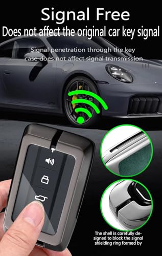 Key Fob Cover Compatible with Great Wall GWM WEY Tank 300 500 Tank300 Tank500 Accessories Alloy& Leather Key Shell Case with Keychains-Short Keychian Green - color: Short Keychain green