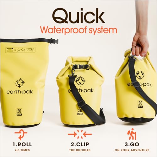 Earth Pak Waterproof Dry Bag - Roll Top Waterproof Backpack Sack Keeps Gear Dry for Kayak with Waterproof Phone Case - color: Yellow, size: 10L