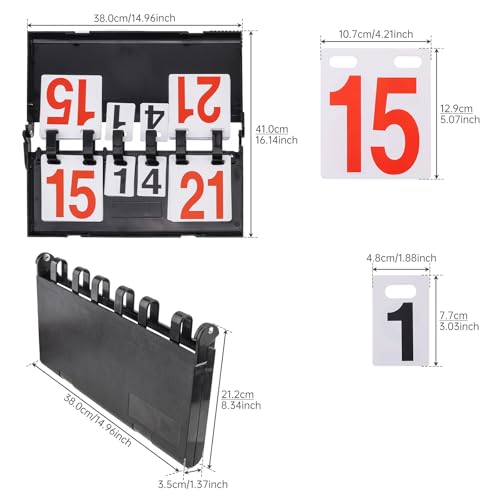 4-Digit Flip Scoreboard - Portable Score Keeper with Red/Black Numbers, Waterproof & Double-Sided for Baseball, Basketball, Volleyball, Cornhole, Tabletop