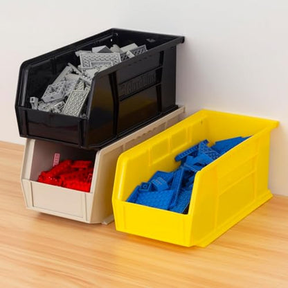 Akro-Mils 30230 AkroBins Plastic Storage Bins, 11"x5"x5", Yellow, 12-Pack | Space-Saving Stackable Bins for Garage, Pantry, Craft Organization - color: Yellow