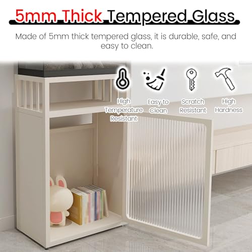JYHHCYS 3-Tier Aquarium Stand with Storage, Fish Tank Stand with Open Shelving & Large Capacity Cabinet, Large Bottom Cabinet Hide Fish Food & Tools, Easy Access(White,40x40cm/15.7x15.7in) - color: White, size: 40x40cm/15.7x15.7in