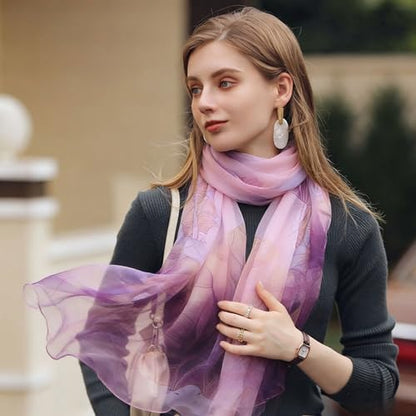 Chiffon Scarfs for Women Lightweight Scarf Shawl Fashion Scarves Sunscreen Shawls for Ladies - color: Purplegradient