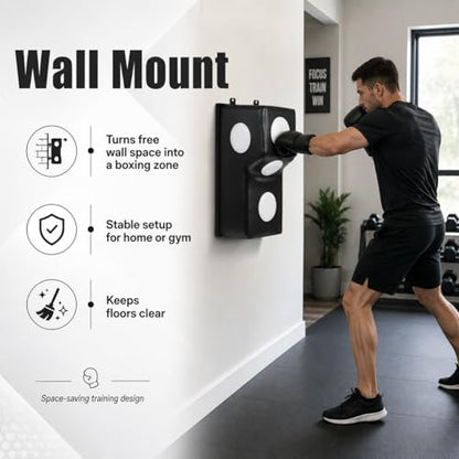 Wall Mount Boxing Training Bag - Uppercut Boxing Training Punching Target - Heavy Punching Bag for Adults for Bedroom/Living Room/Gym - color: Black (15.7*11.8*27.5 Inch)