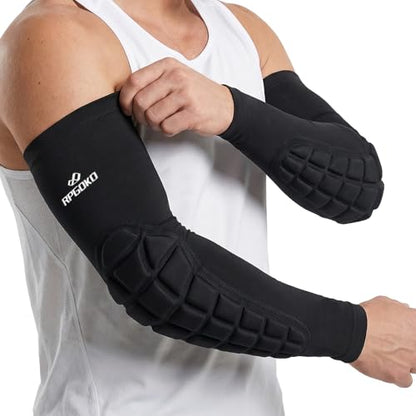 Padded Elbow Forearm Sleeves 2 Pack Compression Crashproof Arm Pads - size: Small