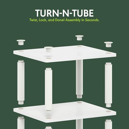 Furinno Just Turn-N-Tube Open Storage Nightstand, 1 Pack, 3-Tier, White/White - color: White/White, size: 1-Pack
