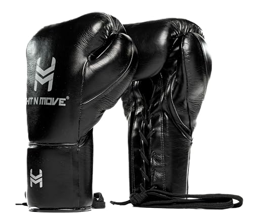 HIT N MOVE Süvari Horsehair Boxing Gloves Hook and Loop, Lace-Up Boxing Gloves Men, Boxing Equipment, MMA Gloves Men, UFC Gloves Horsehair and 100% Cow Leather - size: 12 Oz, style: Lace-Up BLACK
