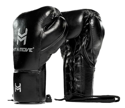 HIT N MOVE Süvari Horsehair Boxing Gloves Hook and Loop, Lace-Up Boxing Gloves Men, Boxing Equipment, MMA Gloves Men, UFC Gloves Horsehair and 100% Cow Leather - size: 12 Oz, style: Lace-Up BLACK