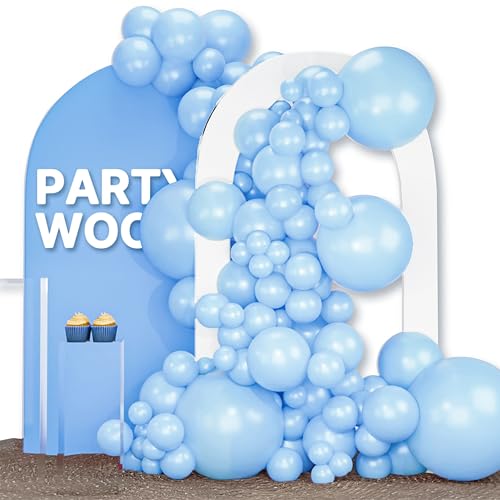 PartyWoo Light Blue Balloons 120pcs Different Sizes of 18 12 10 5 Inch Baby Pastel Sky Aqua Blue Balloon Arch Kit Garland for Birthday Gender Reveal Baby Shower Graduation Party Decorations Blue-Y4 - color: Blue-y4