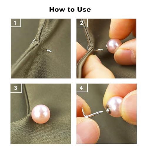 ZENGLU No-Sew Pearl Buttons, 30 Sets of 2/5 inch Removable Reusable Brooch Pins for Shirts, Blouses, Dresses, Sweaters, Shawls for Women (10mm/Pink) - color: Pink