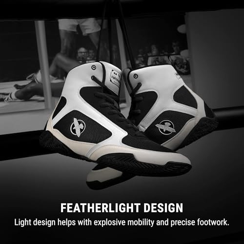 Hayabusa Pro Boxing Shoes for Men & Women - color: White, size: 7.5 Women/6 Men